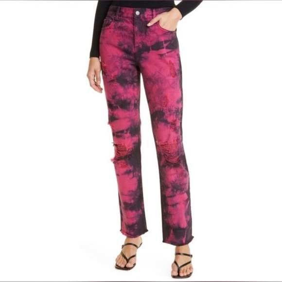 Alice + Olivia GENEVIEVE TIE DYE BAGGY JEAN Size 25 - Picture 1 of 6